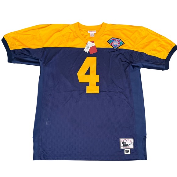 Mitchell & Ness NFL Brett Favre Jersey Mens 54 (2XL) Blue Gold 1994 Throwback - Picture 1 of 9